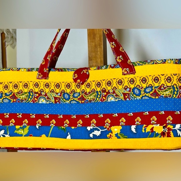 Vibrant & Colorful Art to Wear Beach Tote Bag with Fabric-Covered Button Closure - Picture 6 of 13